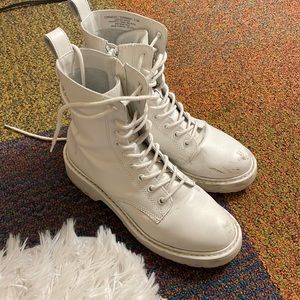Steve Madden white combat boots